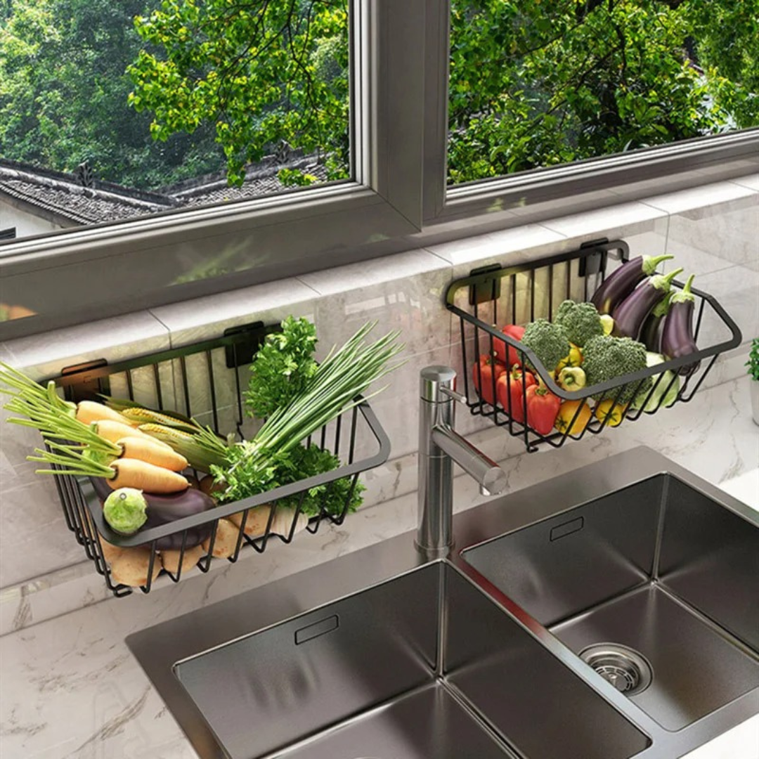 Cesta de Armazenamento de Cozinha em Aço Inoxidável