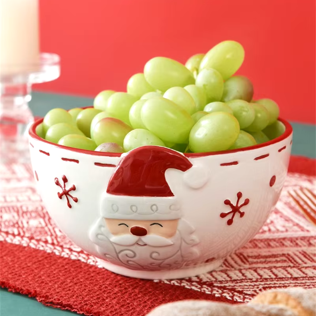 Tigela de Cerâmica Nórdica de Papai Noel com Tema Natalino