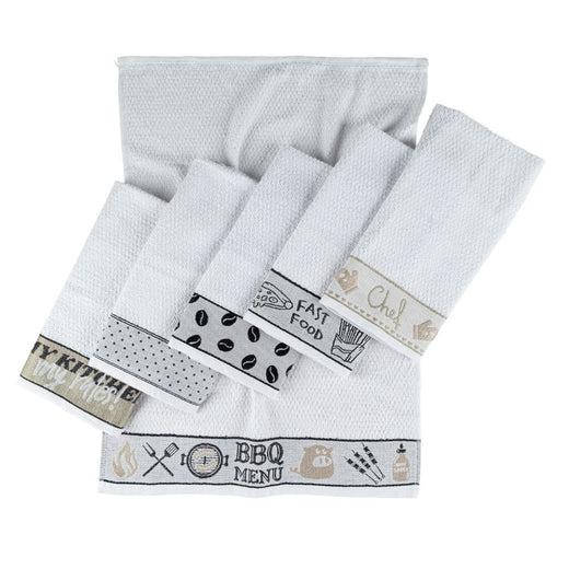 Kit 6 Panos de Prato Atoalhado Copa Gourmet 50x70cm Bordado 300g/m² 100% Algodão Chef