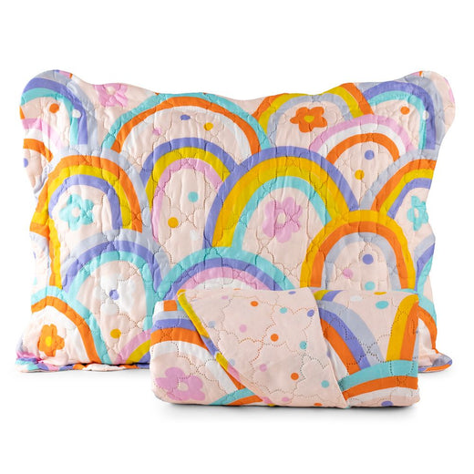 Kit Cobre Leito Colcha Solteiro 2 Peças 150 Fios Matelado Estampado Boutis Kids Arco Íris