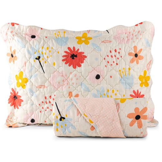 Kit Cobre Leito Colcha Solteiro 2 Peças 150 Fios Matelado Estampado Boutis Kids Floral