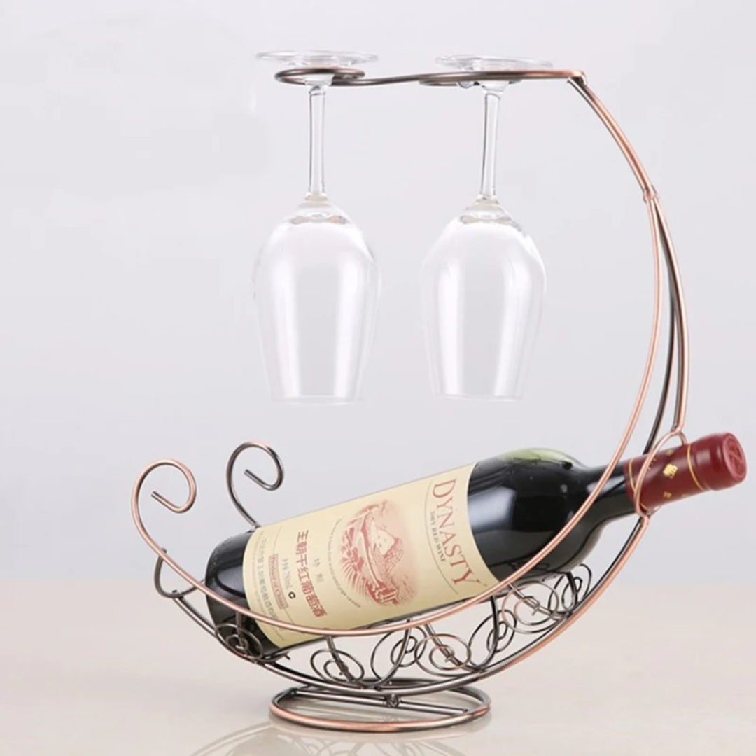 Suporte para Vinho e Taças em Metal