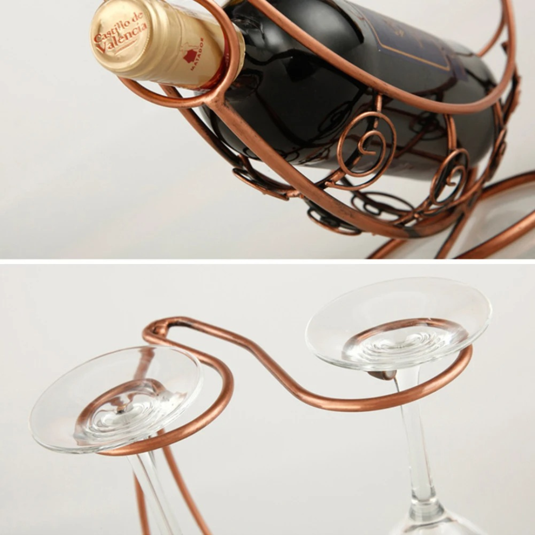 Suporte para Vinho e Taças em Metal
