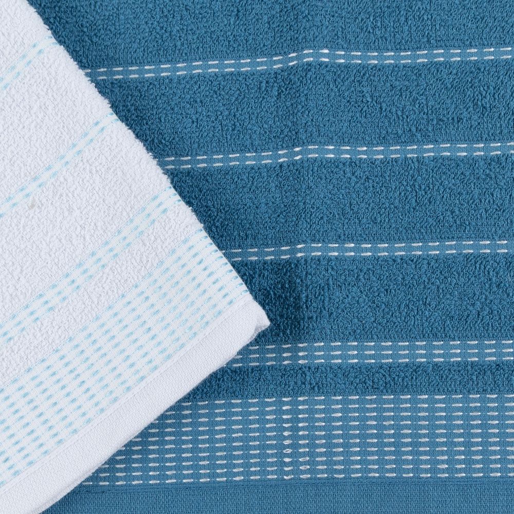 Kit 2 Panos de Prato Atoalhado Copa 45x65cm Bordado 300g/m² Algodão Azul